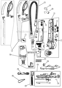 Page A Diagram and Parts List for UD40045  Dirt Devil Upright Vacuum